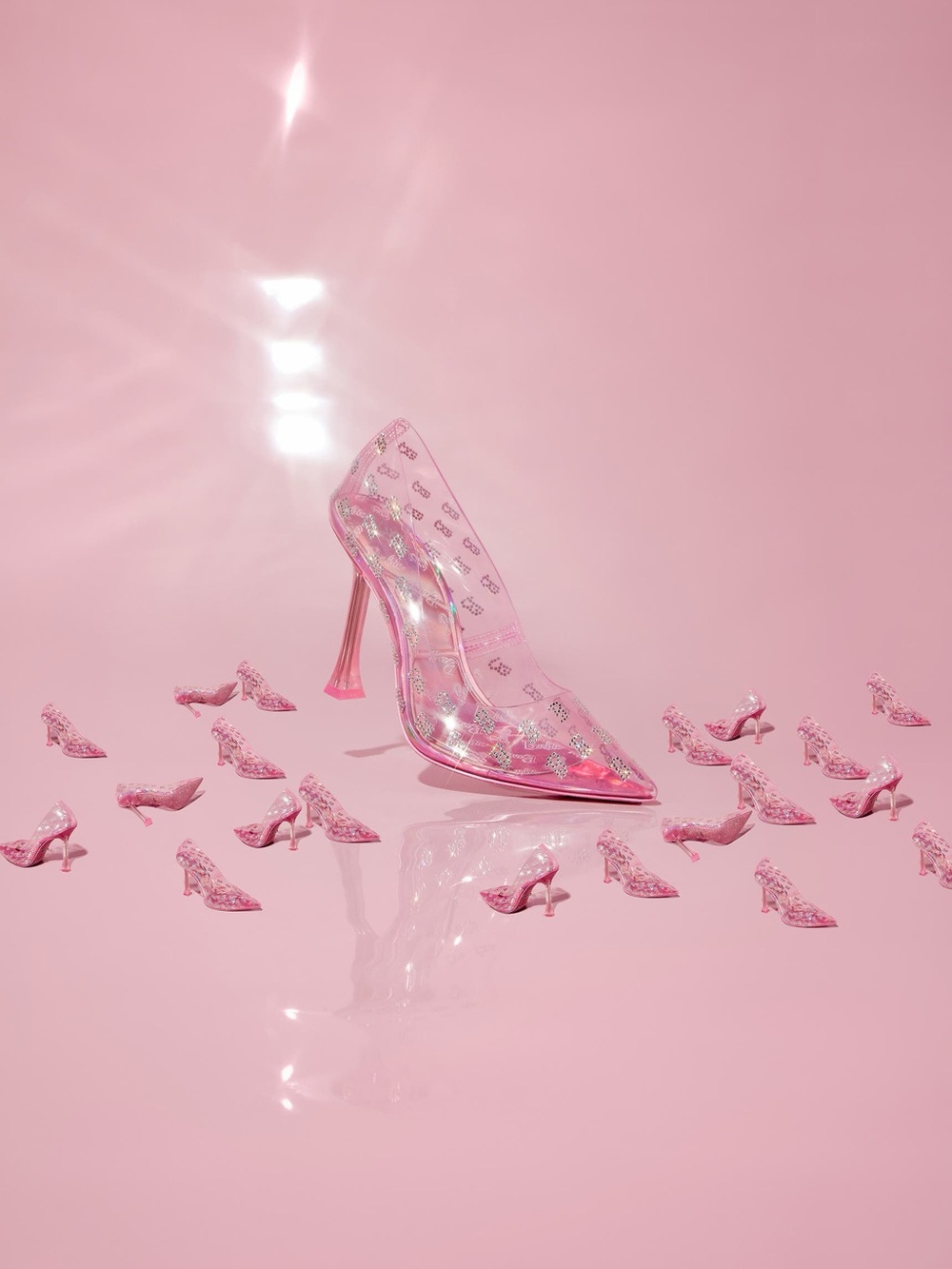 ALDO x Barbie Stessy Heels in Clear Pink with All-over Gem